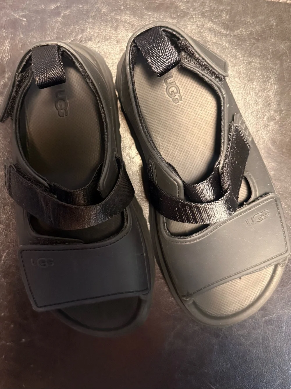 UGG Kids Black Chunky Strap Sandals